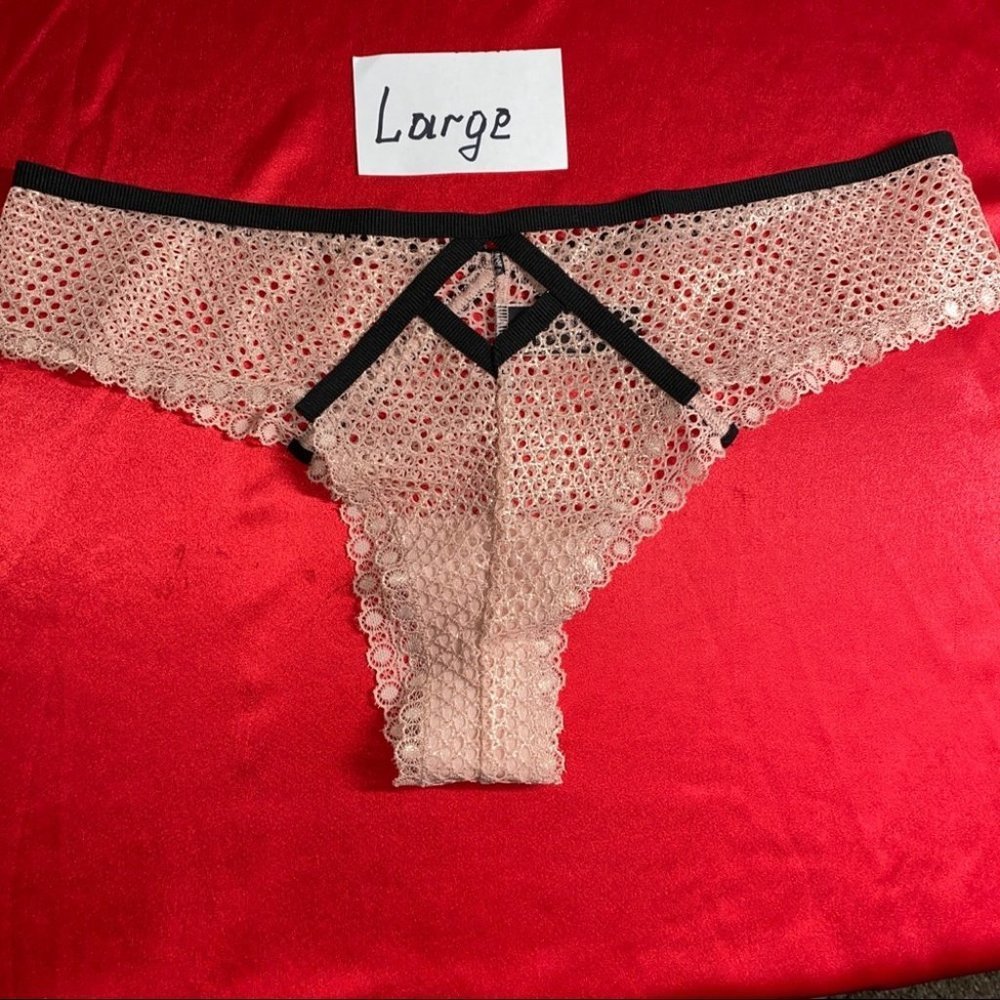 VS Very Sexy G-String Thong Panty Underwear Fishnet Metallic Gold Lace